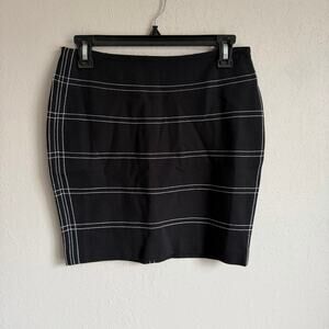 NWT Express Design Studio Black Pencil Skirt Contrast White Topstitch Womens 0